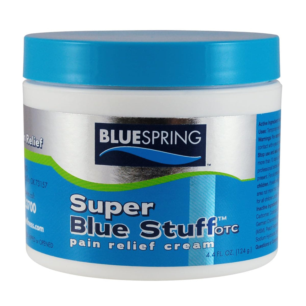 Bluespring application on arm showing deep-penetrating formula for daily relief