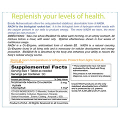 ENADA NADH tablet under tongue demonstrates fast absorption and daily energy boost.