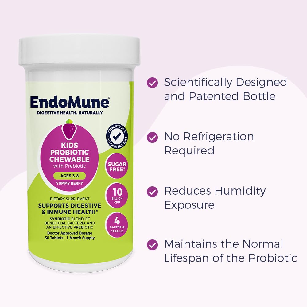 Endomune Jr Advanced kid-digestive journey on packaging hints ease and comfort.