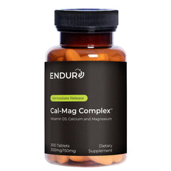 Endur Cal-Mag Complex bottle front highlights calcium and magnesium for bone support in active adults