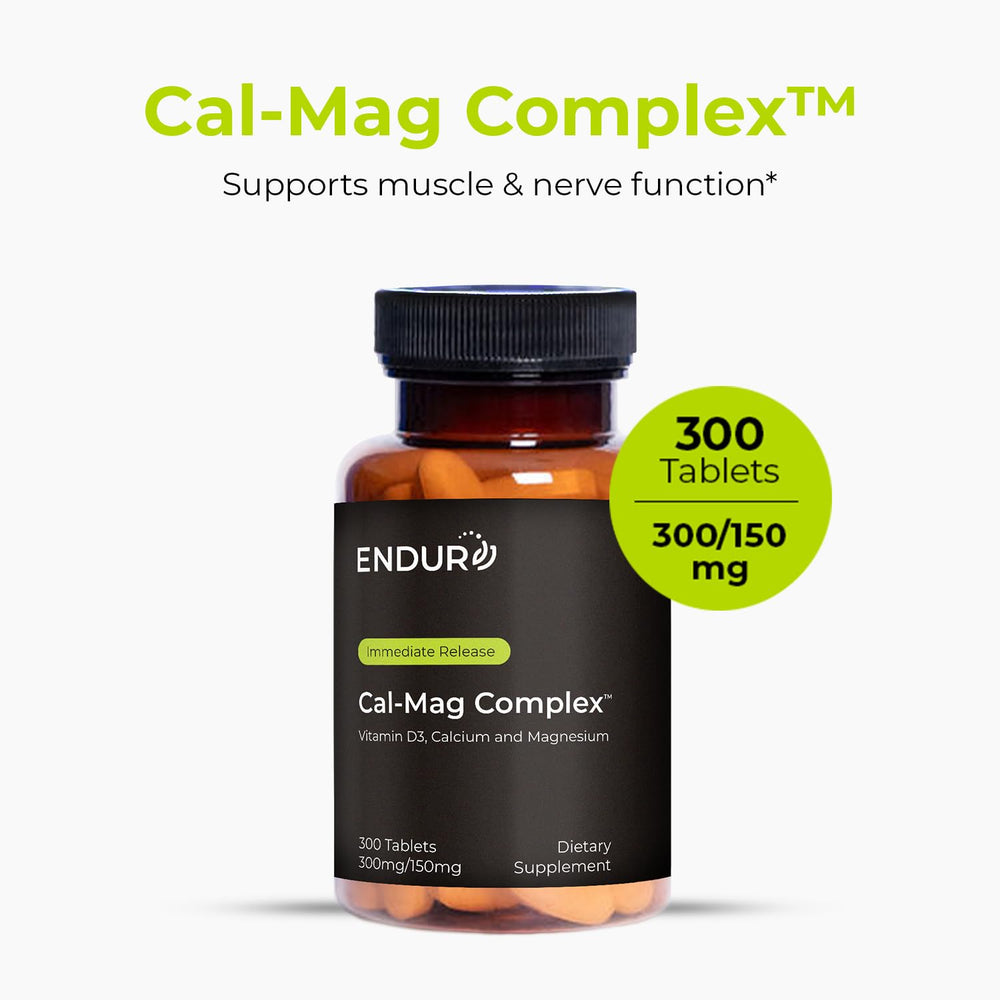Endur Cal-Mag Complex tablets close-up demonstrates easy-to-swallow capsules for daily comfort
