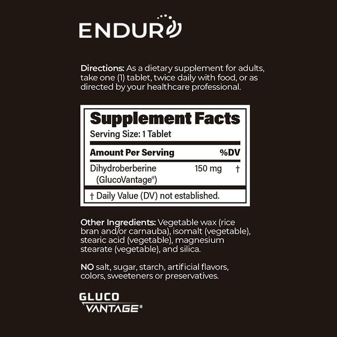 Endur Dihydroberberine SR sustained-release packaging arranged for easy access.