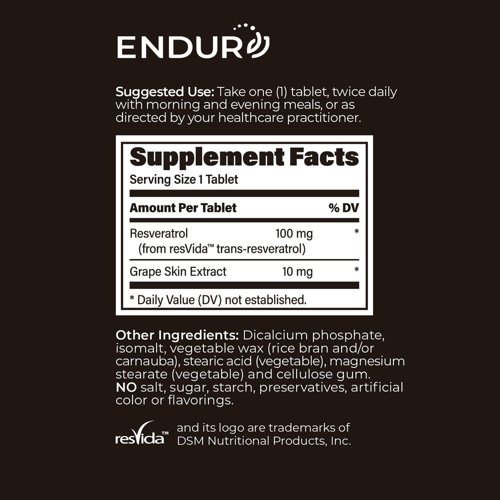 Endur Resveratrol gluten-free and vegan, suitable for various lifestyles