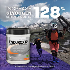 Endurox R4 bottle with nutrition panel emphasizing antioxidants and glutamine