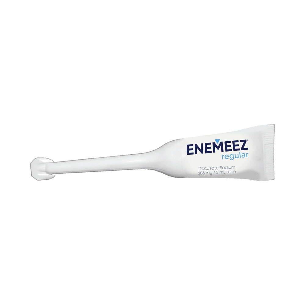 Close-up of Enemeez Plus mini enema label showing active ingredient