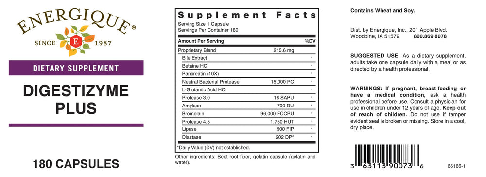 Energique Digestizyme Plus capsules ready to take with meals, supporting nutrient breakdown