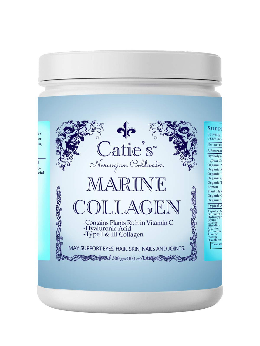 Energy Essentials Catie's Marine Collagen bottle for daily beauty support with sustainable cod collagen.