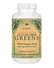 Energy Essentials Catie's Greens bottle on kitchen counter for daily vitality