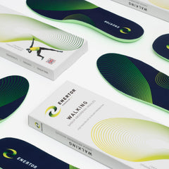 Enertor PX1 insole close-up highlighting raised heel for impact protection.