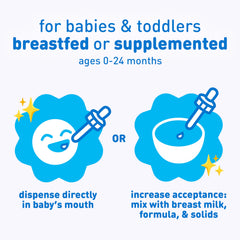 Dropping Fer-in-Sol into infant's mouth with care