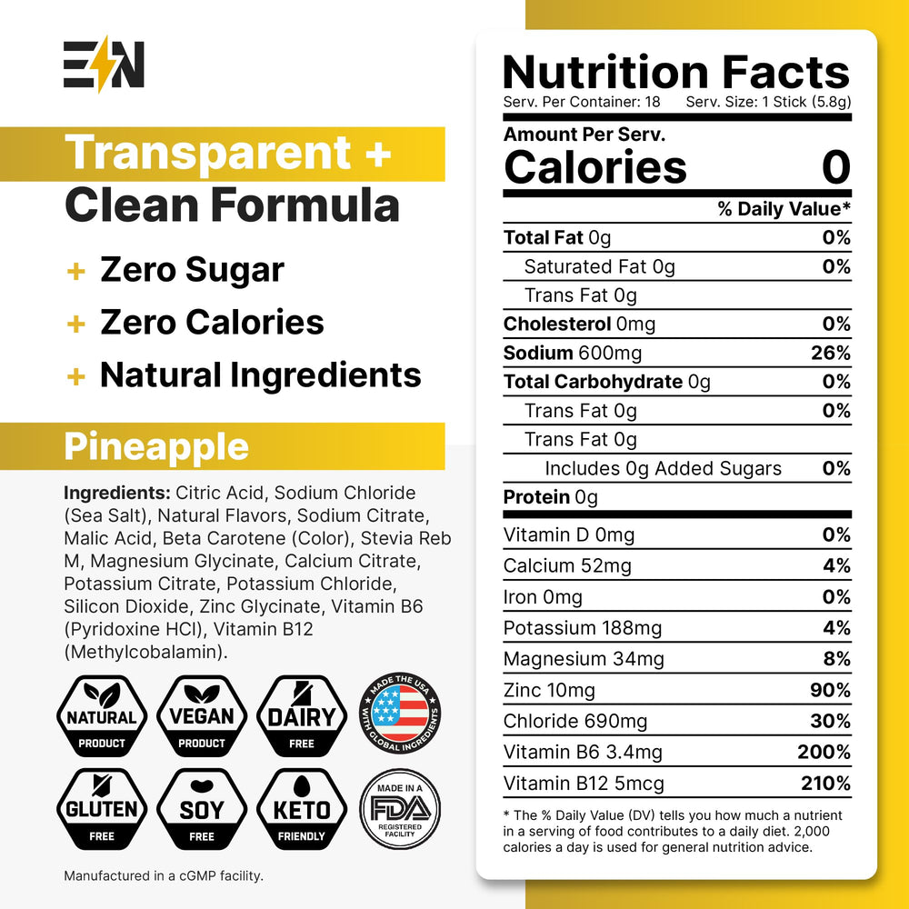Engineered Nutrition pineapple electrolyte packets informed-sport badge signals trusted sport-certified hydration