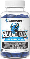 Enhanced Blue Ox bottle front view showing natural testosterone support for men