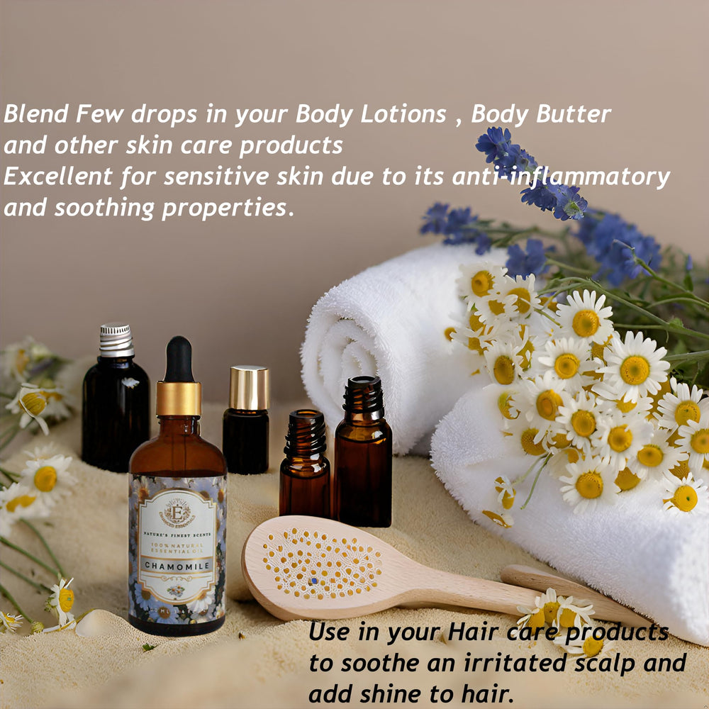 Enhanced Essentials Chamomile skin care application for a soothing routine.