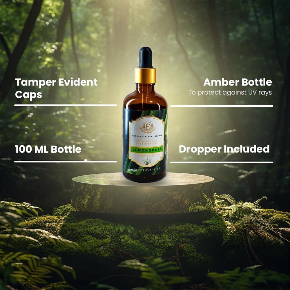 Enhanced Essentials Lemongrass essential oil diffuser releasing a citrusy, uplifting aroma.