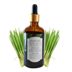 Enhanced Essentials Lemongrass essential oil being massaged for a soothing routine.