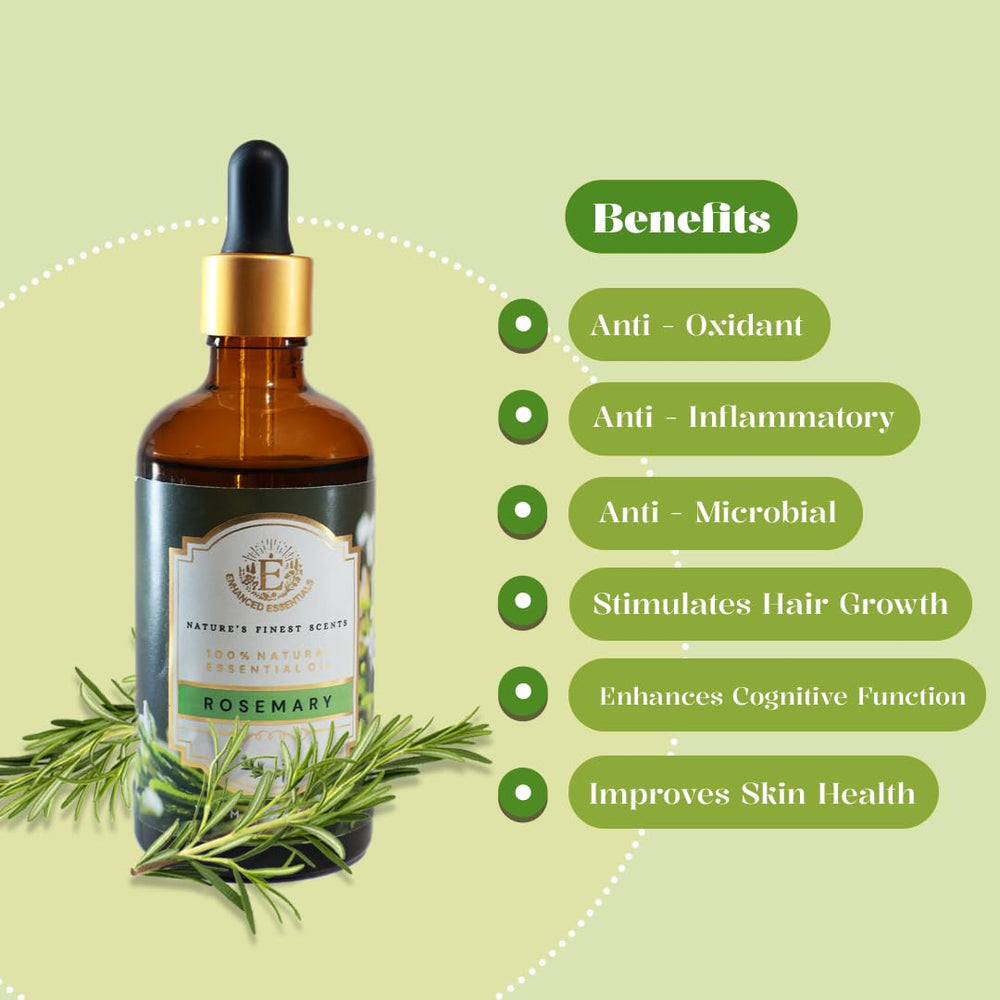 Rosemary essential oil diffuser by Enhanced Essentials releasing a fresh, invigorating scent.