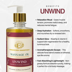 Enhanced Essentials Unwind apricot kernel oil pour used during a relaxing massage
