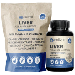enliven liver cleanse detox bottle front displays premium herbal capsules for daily liver support