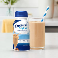On-the-go Ensure Original Butter Pecan shake supports breakfast alternatives.