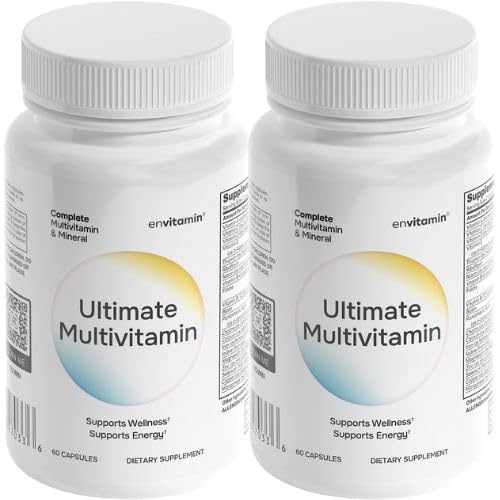 Envitamin Ultimate Multivitamin bottle shows the 42-ingredient blend for daily vitality.