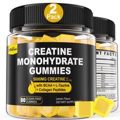 EnvyCure Creatine Monohydrate Gummies lemon bottle display for daily fitness support