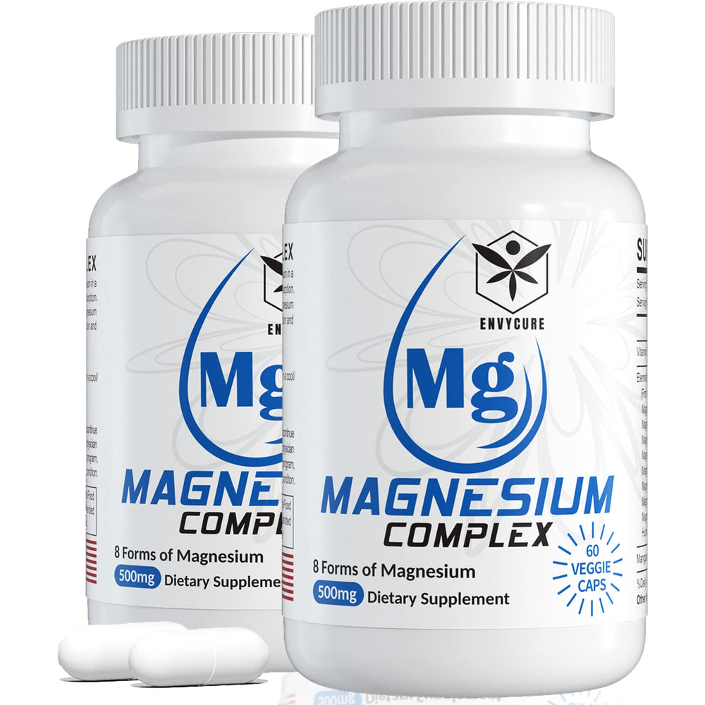 EnvyCure Magnesium Complex bottle front highlighting eight forms for calm support.