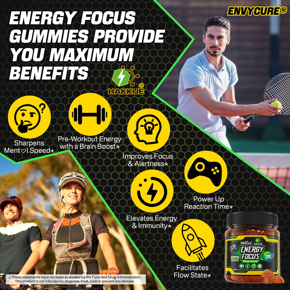 EnvyCure Neuro-Balanced Energy Gummies label emphasizes coffee flavor and clean ingredients