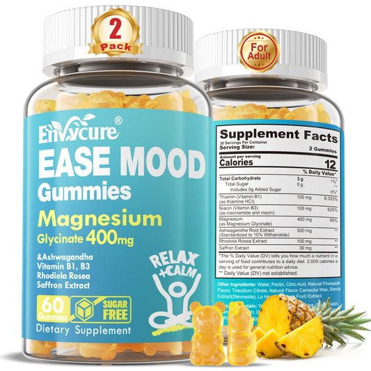 EnvyCure sugar-free magnesium glycinate gummies in a jar promote calm and restful evenings.