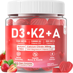 EnvyCure Vitamin D3 K2 A Gummies bottle front highlighting bone support