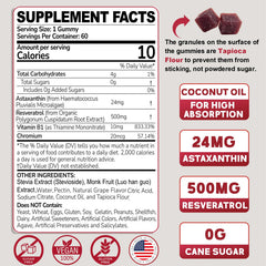 EnvyDeal Astaxanthin Gummies label shows 24 mg strength and clean ingredients.