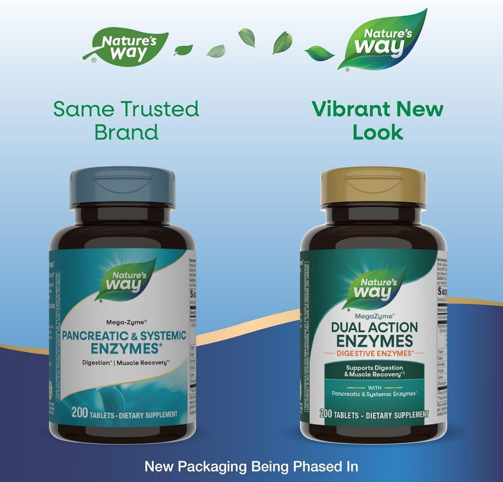 Enzymatic Therapy Mega-Zyme label close-up highlighting enzyme blend for better digestion
