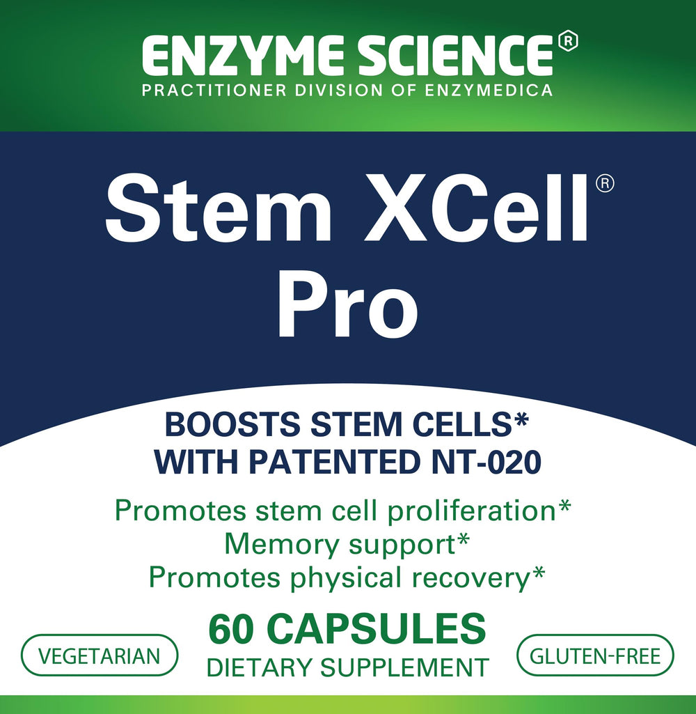 Enzyme Science Stem XCell Pro bottle label detailing NT-020 and ingredients