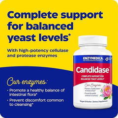 Enzymedica Candidase label closeup shows enzyme blend details