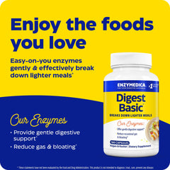 Enzymedica Digest Basic label close-up with vegan and allergen info
