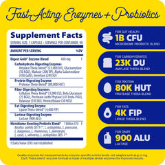Enzymedica Digest Gold bottle pour demonstrates convenient use with enzymes and probiotics.