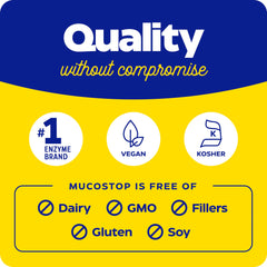 Enzymedica MucoStop capsules closeup highlights natural ingredients for ease during daily routines.