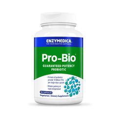 Enzymedica Pro-Bio bottle shows shelf-stable probiotic packaging for convenient use.