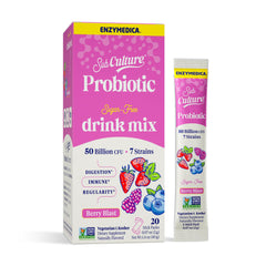 Enzymedica SubCulture Berry Blast stick-pack for convenient daily probiotic support.