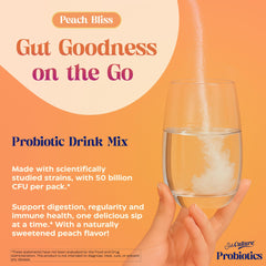 Peach Bliss probiotic powder dissolving in water