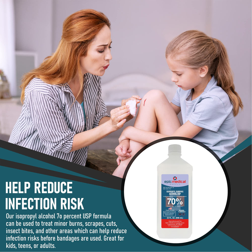 Epic Medical Supply Isopropyl Alcohol 70% bottle safety label visible