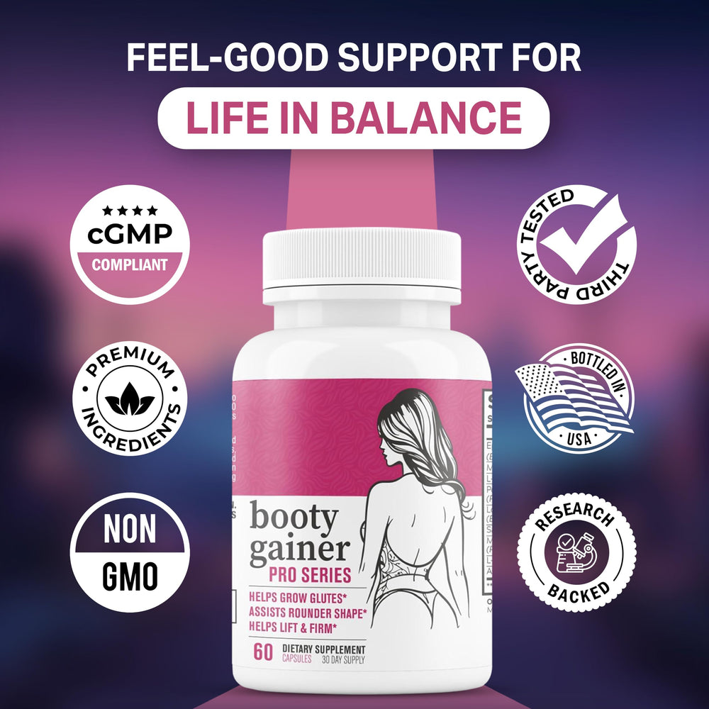 EPN Booty Gainer Pro Series packaging highlights safe, capsule-based growth support.