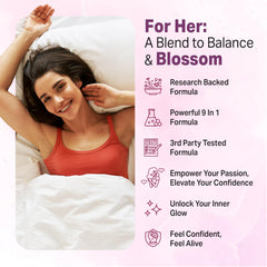 A photo of Libido for Her dosage capsules conveying energy and vitality potential.