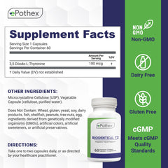 EPOTHEX Bioidentical T2 bottle label highlighting key features