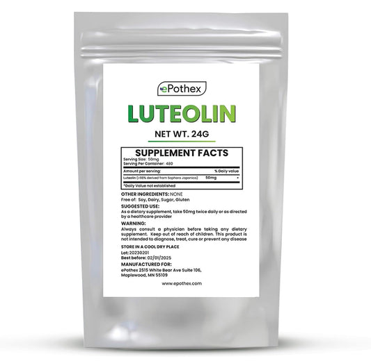 Epothex Pure Luteolin Powder jar for daily supplement use.
