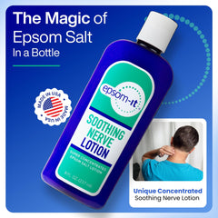 EPSOM-IT Soothing Nerve Lotion label shows 25% USP magnesium sulfate content