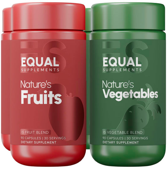 Equal Supplements fruits balance bottle illustrates a daily intake ritual.