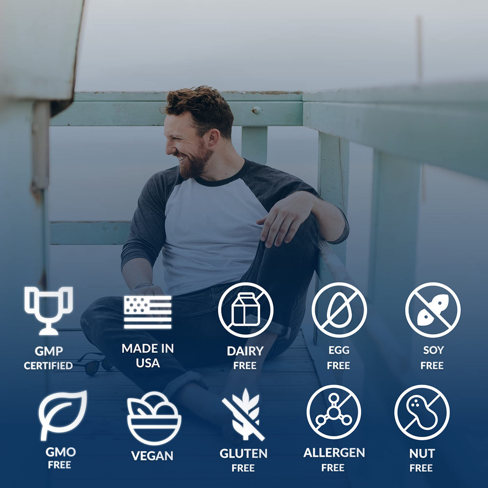 Equilife enzyme on shelf display emphasizing gluten-free and non-GMO features.