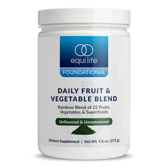 EquiLife Daily Fruit and Vegetable Blend bottle front offers a nutrient-rich daily supplement.