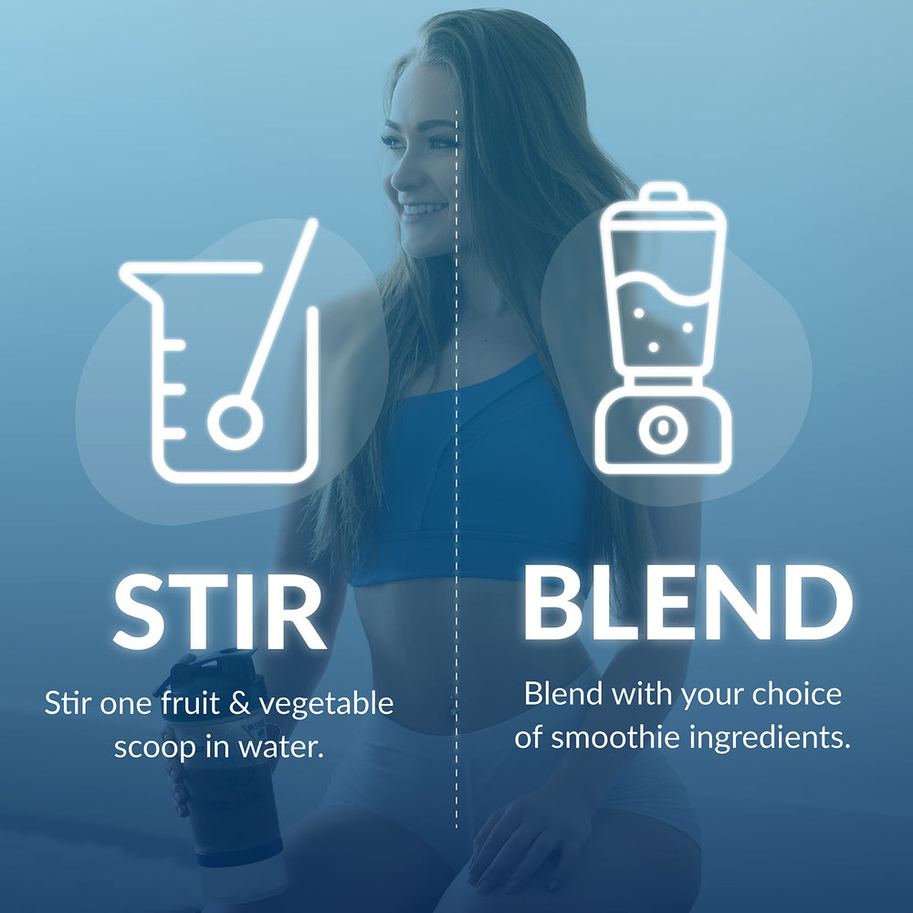 Equilife daily fruit and vegetable blend label close-up highlights clean ingredients.