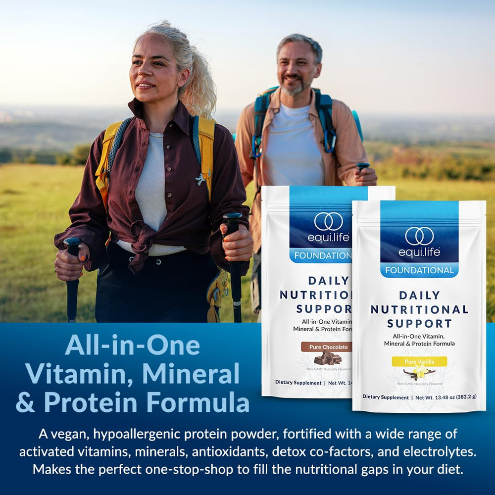Equilife Daily Nutritional Support bottle displaying methylated vitamins and minerals.